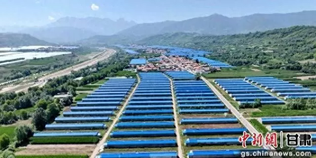 航拍视角下临夏县蔬菜种植基地。(资料图)临夏县融媒体中心供图